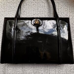 Vintage Black Patent Leather Handbag from the 60’s.